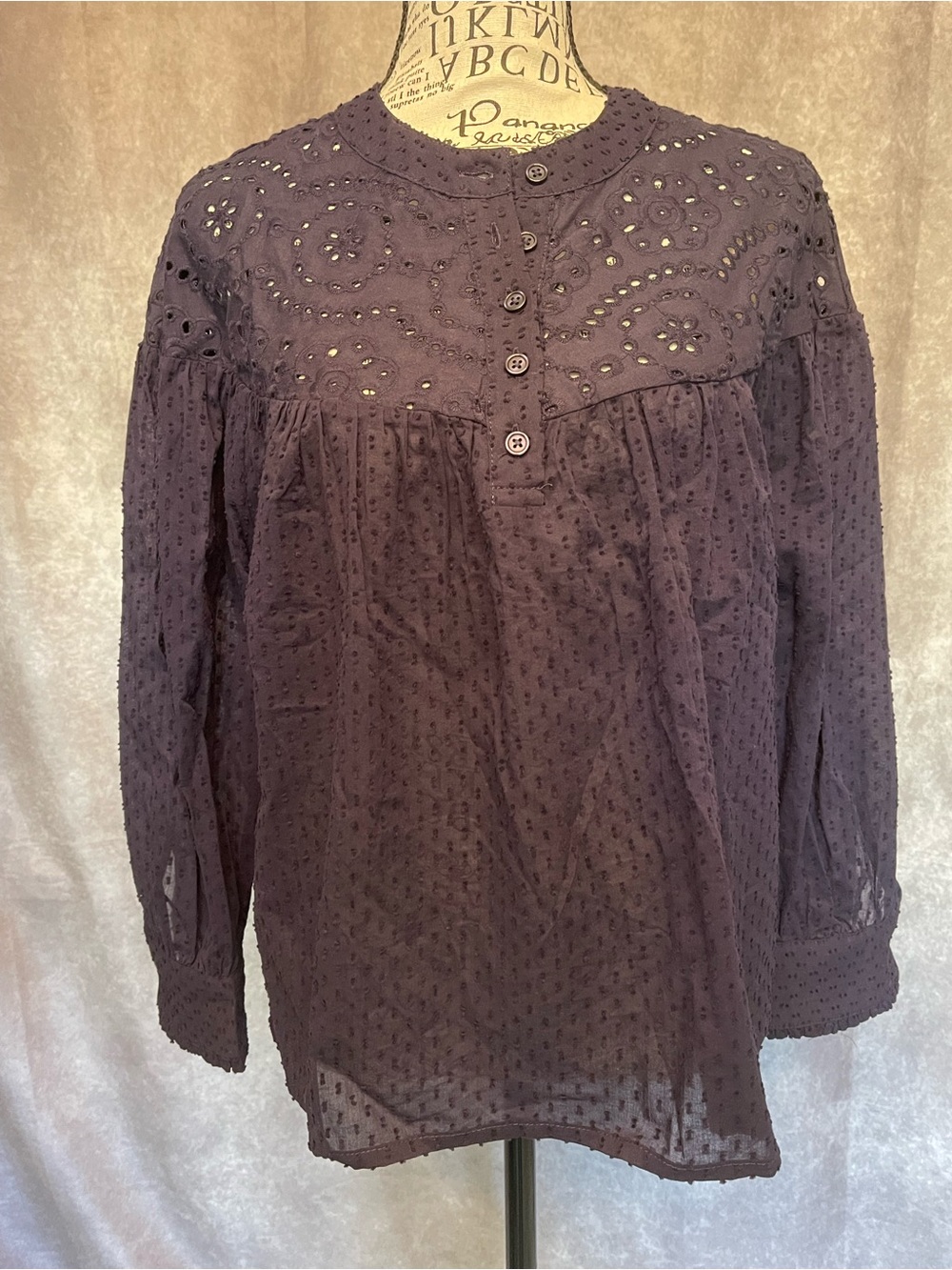 Design History Women’s Embroidered Navy Peasant Blouse New With Tag